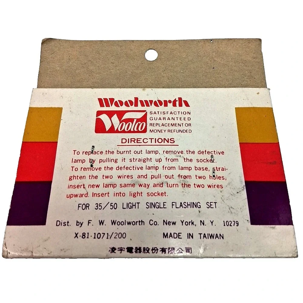 Vintage Package Of Woolworth‎ Push In Replacement Christmas Lamps Pack of 4